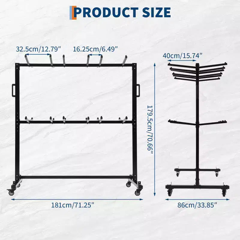 Chariot pour chaises pliantes et tables, capacité 180 kg/360 kg, chariot de rangement multifonctionnel pour chaises avec roues en caoutchouc, housse de protection, cordons élastiques