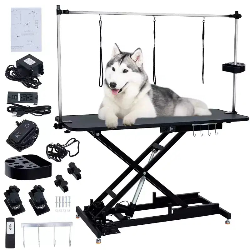 Table de toilettage pour animaux de compagnie, table de séchage réglable en hauteur de type X, station de toilettage électrique robuste pour chiens, adaptée aux chiens de grande, moyenne et petite taille