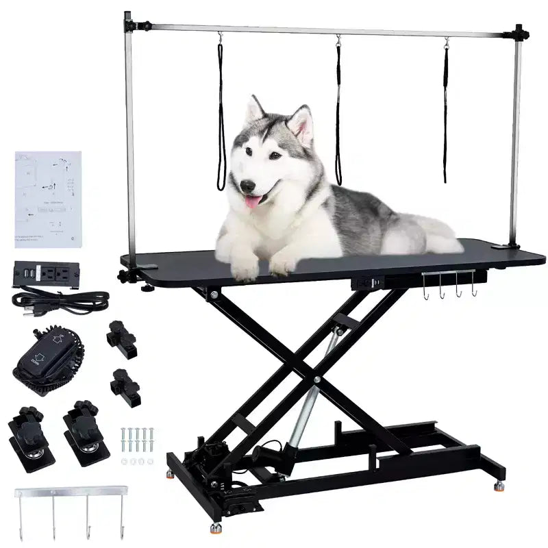 Table de toilettage pour animaux de compagnie, table de séchage réglable en hauteur de type X, station de toilettage électrique robuste pour chiens, adaptée aux chiens de grande, moyenne et petite taille