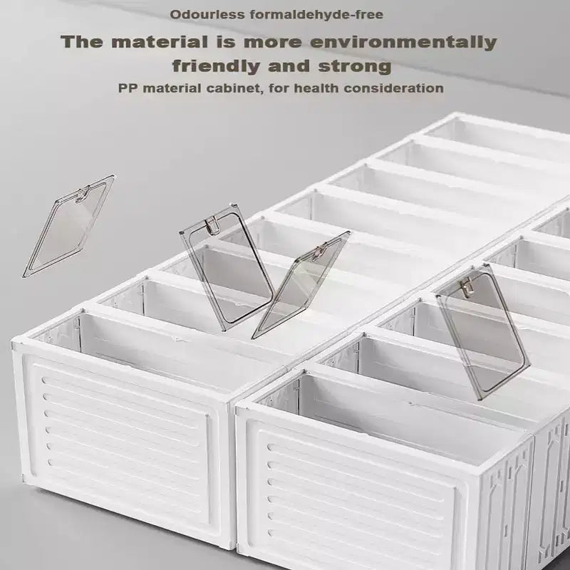 Étagère à chaussures pliable à 9 niveaux pour placard avec roulettes, meuble de rangement à chaussures pliable pour 18 paires avec couvercles et porte transparente magnétique