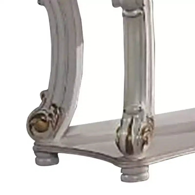 Table console de canapé 58 pouces, pieds roulés classiques, or brossé, étagère