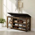 Homy Casa Lift-Top Shoe Bench with Adjustable Lower Shelves and Hidden Storage, Small Space, Holiday Gift, Vintage Brown