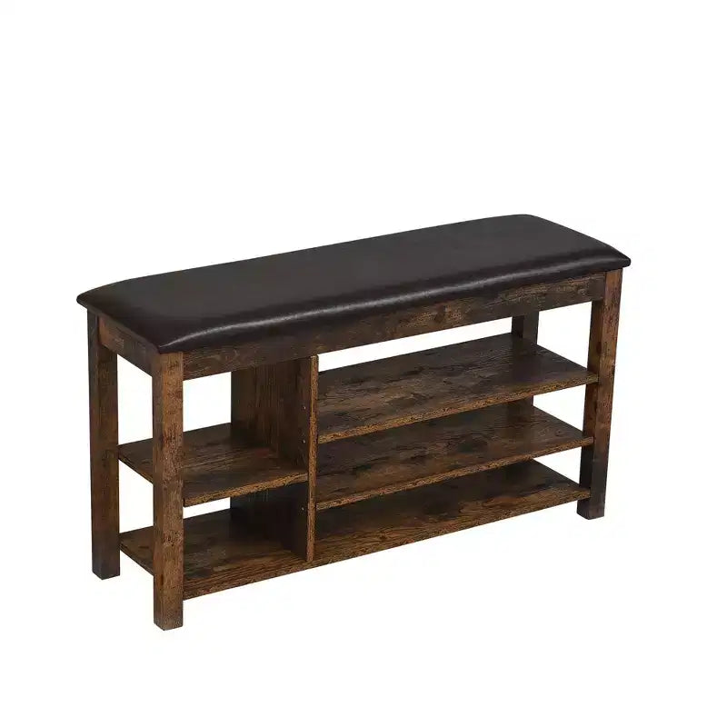 Banc à chaussures relevable avec étagères inférieures réglables et rangement dissimulé, petit espace, cadeau de vacances, marron vintage