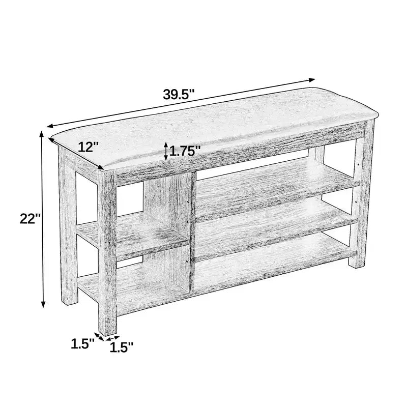 Banc à chaussures relevable avec étagères inférieures réglables et rangement dissimulé, petit espace, cadeau de vacances, marron vintage