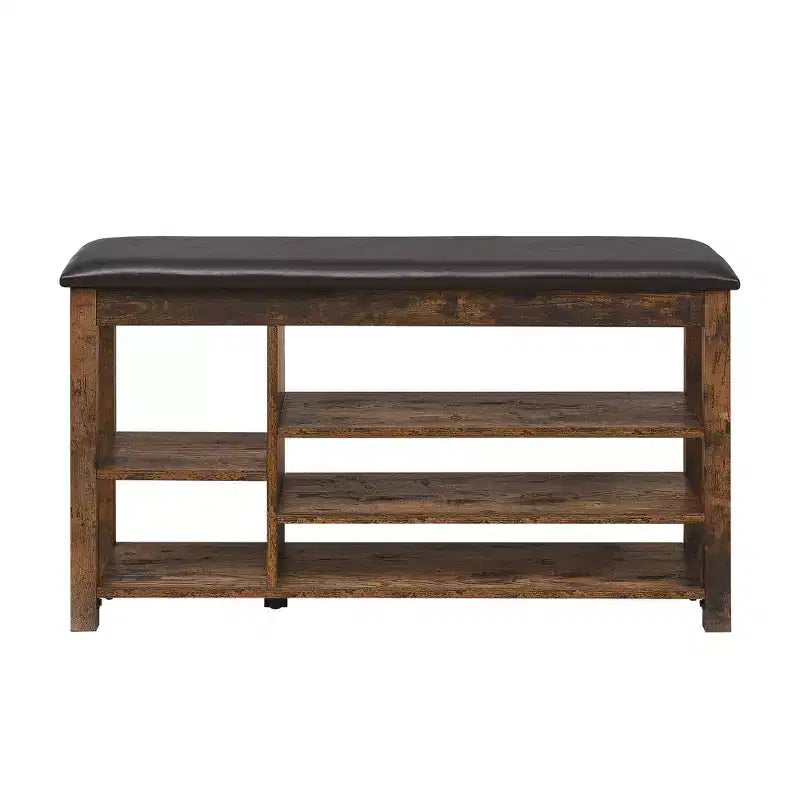 Banc à chaussures relevable avec étagères inférieures réglables et rangement dissimulé, petit espace, cadeau de vacances, marron vintage