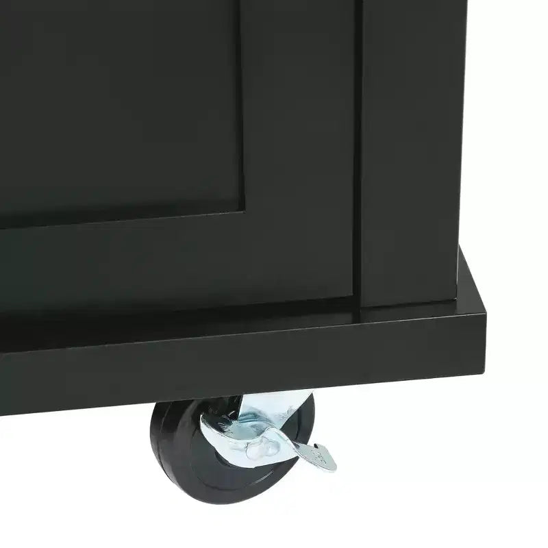 Îlot de cuisine avec armoire de rangement et 3 tiroirs Desserte de cuisine avec plan de travail rabattable en bois d'hévéa Étagères de rangement pour salle à manger Noir
