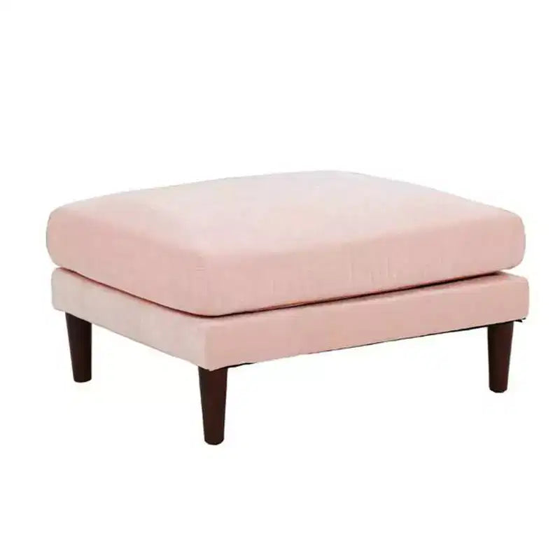 Pouffe modulaire de 81 cm, coussin carré, pieds en bois, rose poudré