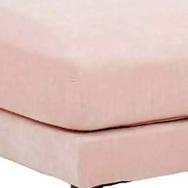 Pouffe modulaire de 81 cm, coussin carré, pieds en bois, rose poudré