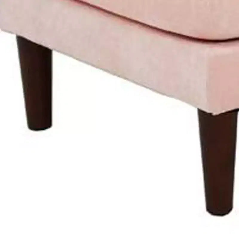Pouffe modulaire de 81 cm, coussin carré, pieds en bois, rose poudré