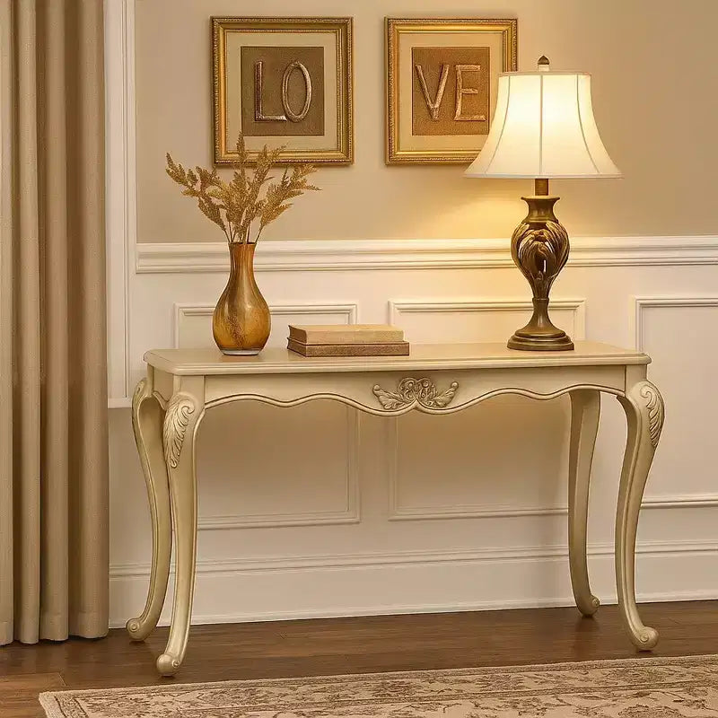 Royal Hampton Sofa Table, Ornate Classic European Champagne Gold Wood 52 Inch