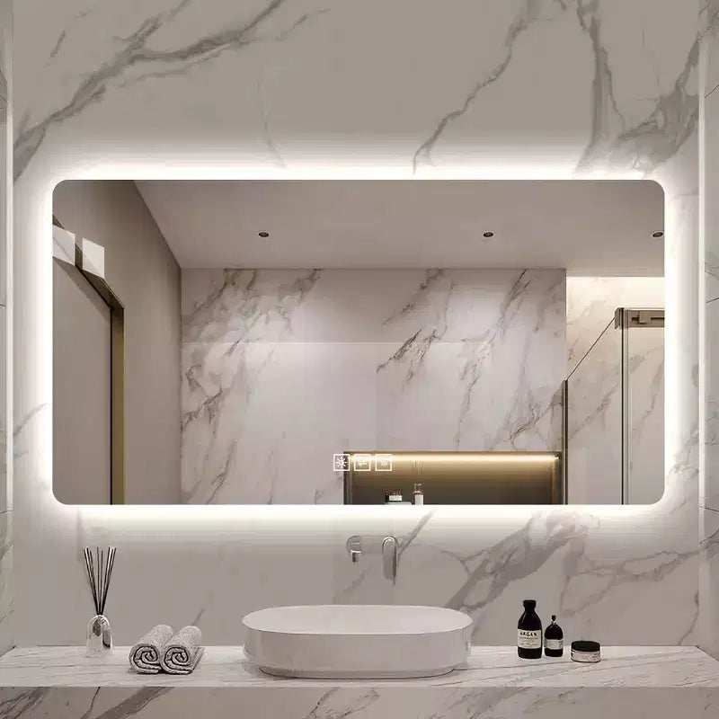 48 x 24 Inch LED Bathroom Vanity Mirror with Three-Color Dimmable Backlit Mirror with One-Touch Demist Function