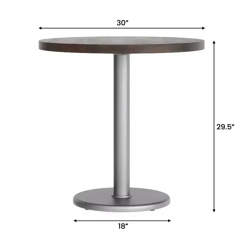 Plateau de table rond commercial en bois massif avec pied de table de salle à manger rond en fonte résistant à la rouille de 18 po