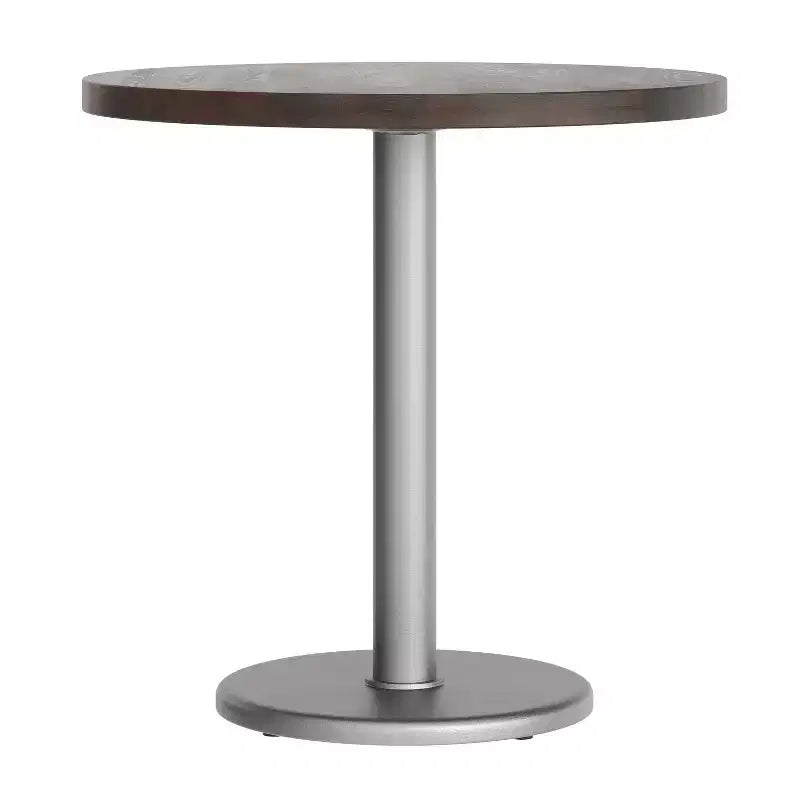 Plateau de table rond commercial en bois massif avec pied de table de salle à manger rond en fonte résistant à la rouille de 18 po