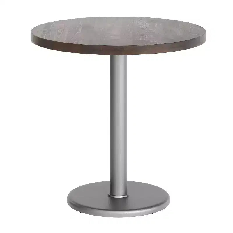 Plateau de table rond commercial en bois massif avec pied de table de salle à manger rond en fonte résistant à la rouille de 18 po