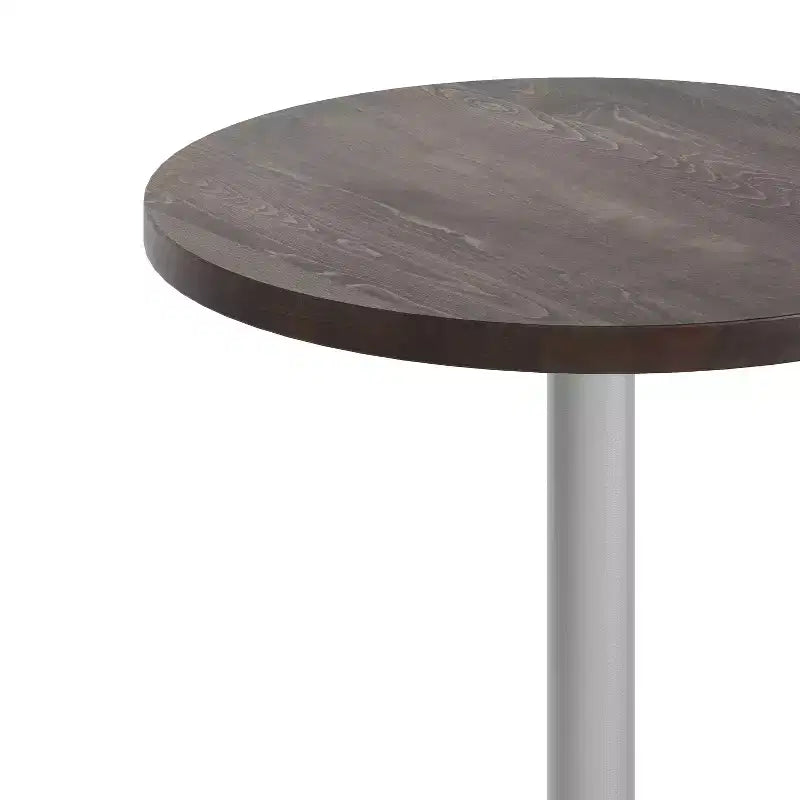 Plateau de table rond commercial en bois massif avec pied de table de salle à manger rond en fonte résistant à la rouille de 18 po