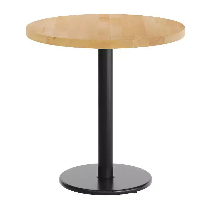 Plateau de table rond commercial en bois massif avec pied de table de salle à manger rond en fonte résistant à la rouille de 18 po