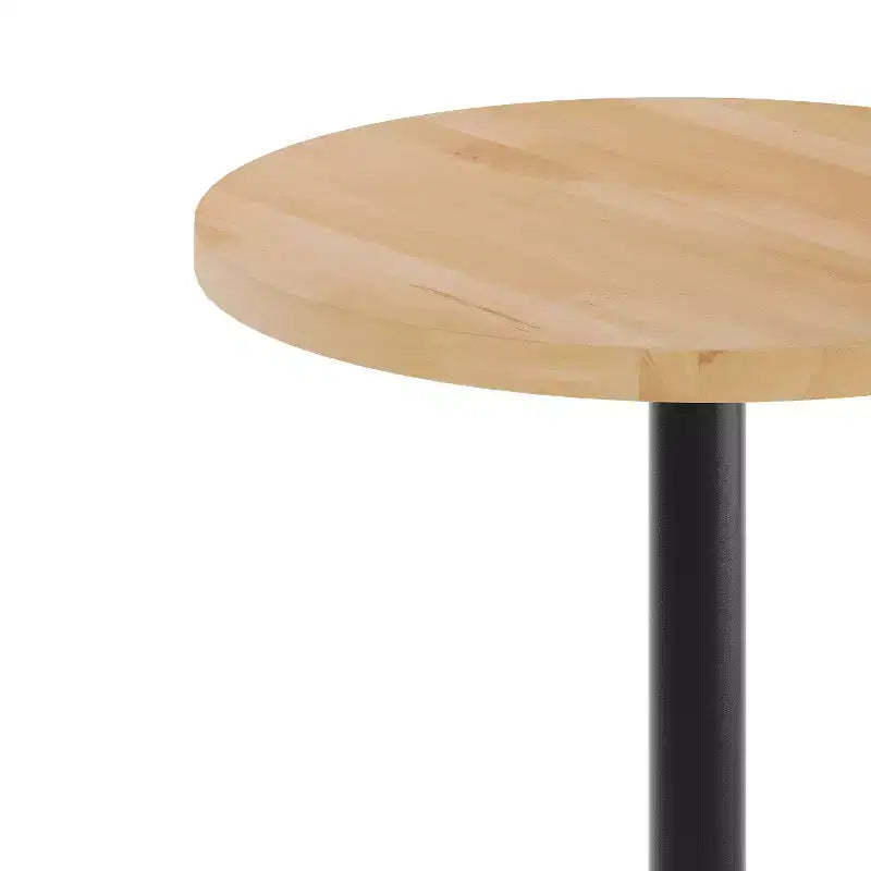 Plateau de table rond commercial en bois massif avec pied de table de salle à manger rond en fonte résistant à la rouille de 18 po