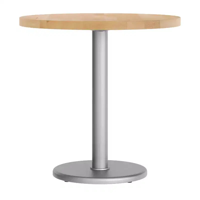 Plateau de table rond commercial en bois massif avec pied de table de salle à manger rond en fonte résistant à la rouille de 18 po