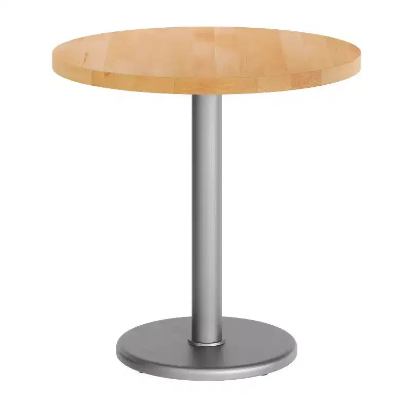 Plateau de table rond commercial en bois massif avec pied de table de salle à manger rond en fonte résistant à la rouille de 18 po