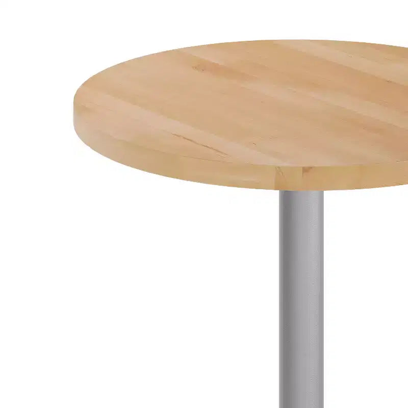Plateau de table rond commercial en bois massif avec pied de table de salle à manger rond en fonte résistant à la rouille de 18 po