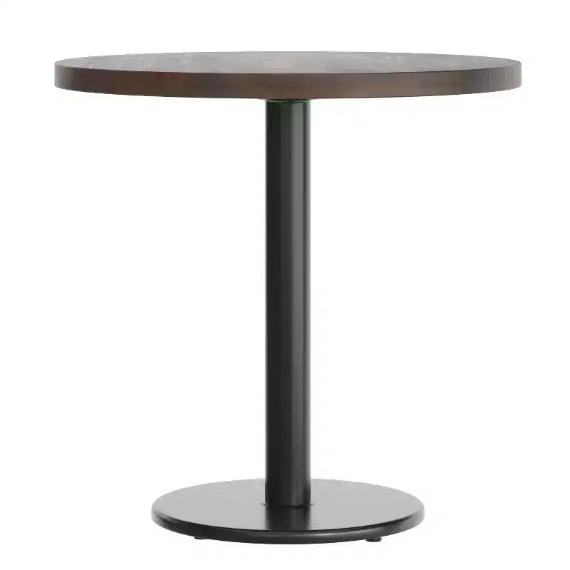 Plateau de table rond commercial en bois massif avec pied de table de salle à manger rond en fonte résistant à la rouille de 18 po