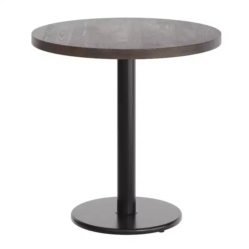 Plateau de table rond commercial en bois massif avec pied de table de salle à manger rond en fonte résistant à la rouille de 18 po