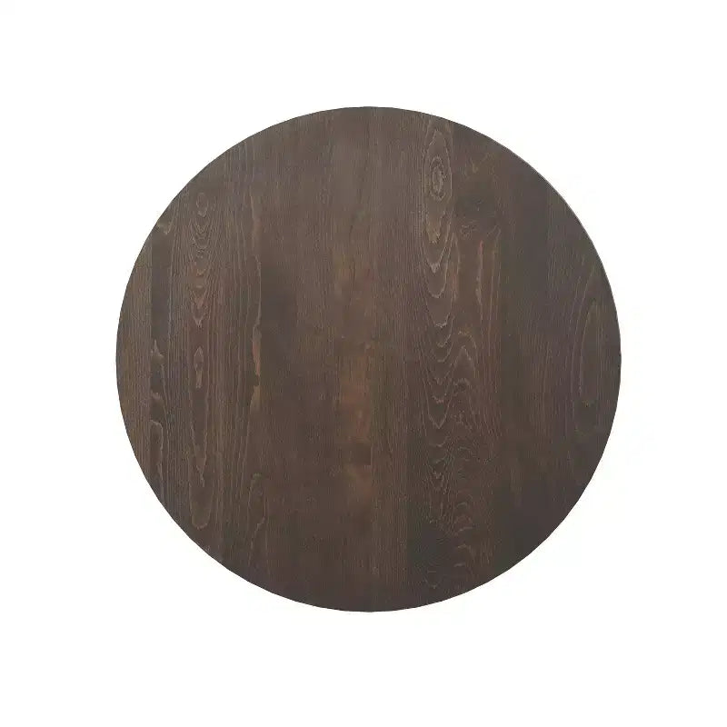 Plateau de table rond commercial en bois massif avec pied de table de salle à manger rond en fonte résistant à la rouille de 18 po
