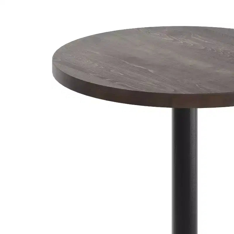 Plateau de table rond commercial en bois massif avec pied de table de salle à manger rond en fonte résistant à la rouille de 18 po