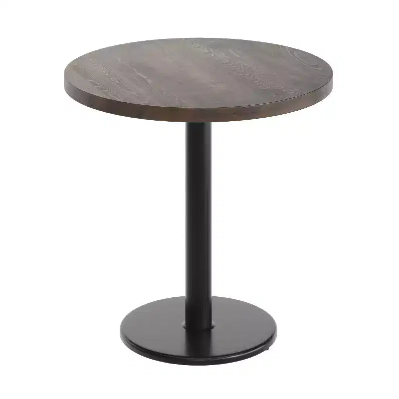 Flash Furniture Bennett Round Solid Wood Commercial Indoor Tabletop with 18 Round Dining Height Rust-Resistant Cast Iron Base