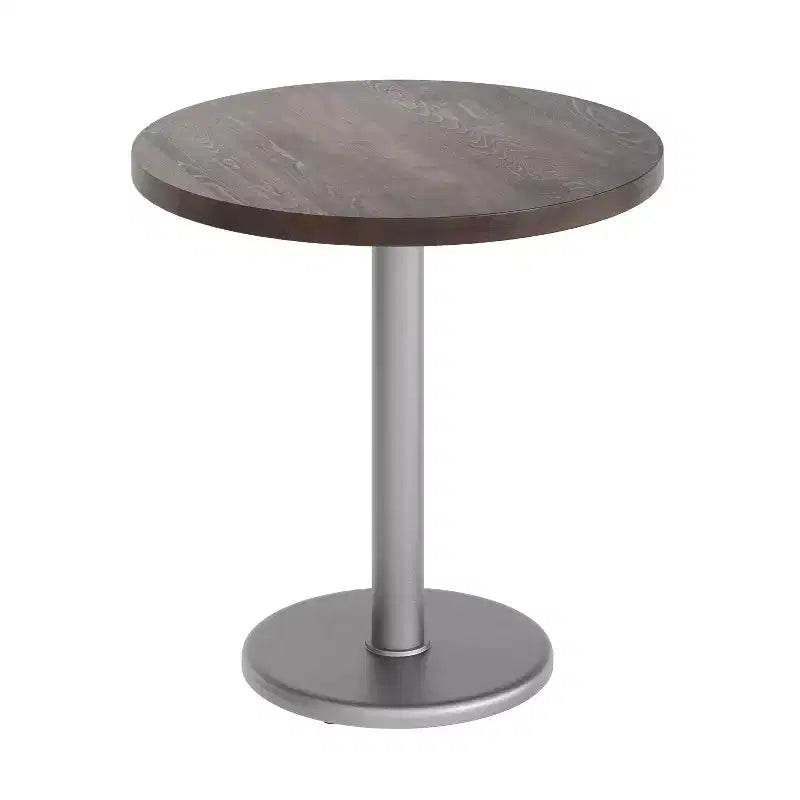 Plateau de table rond commercial en bois massif avec pied de table de salle à manger rond en fonte résistant à la rouille de 18 po