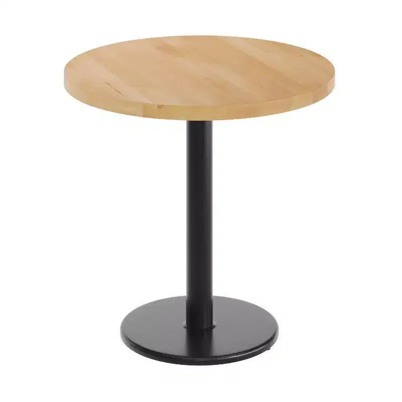 Plateau de table rond commercial en bois massif avec pied de table de salle à manger rond en fonte résistant à la rouille de 18 po