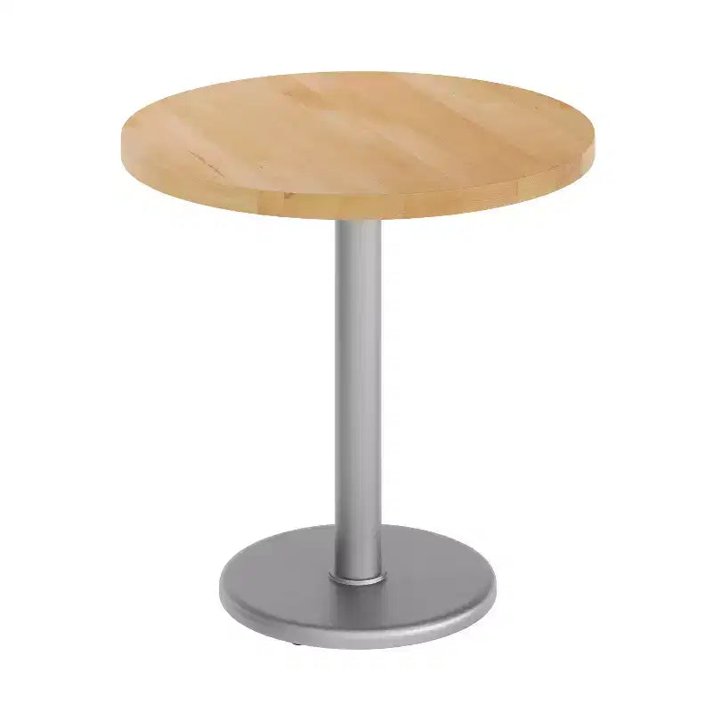 Plateau de table rond commercial en bois massif avec pied de table de salle à manger rond en fonte résistant à la rouille de 18 po