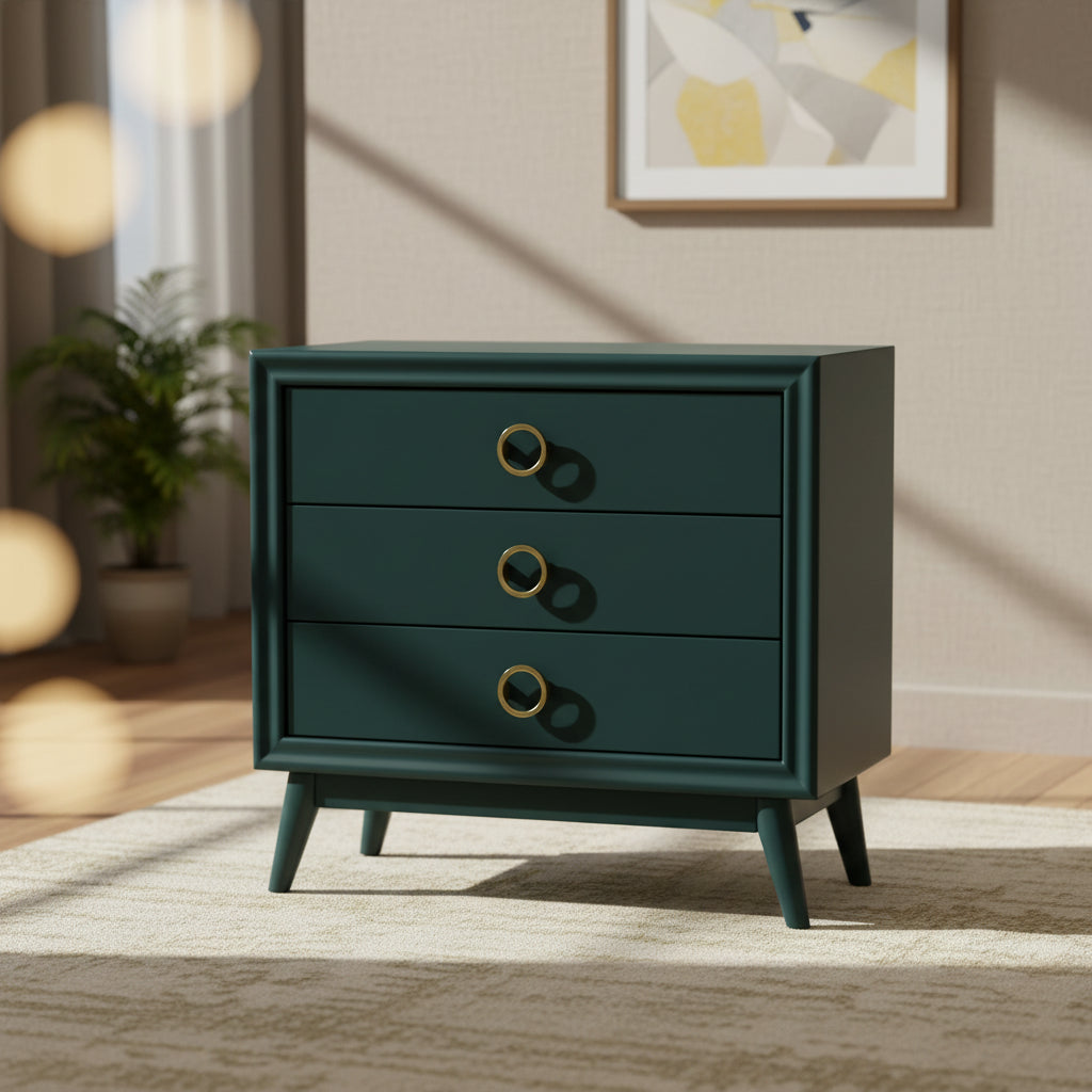 Crestview Collection Green Solid Wood 3 Drawer Accent Chest