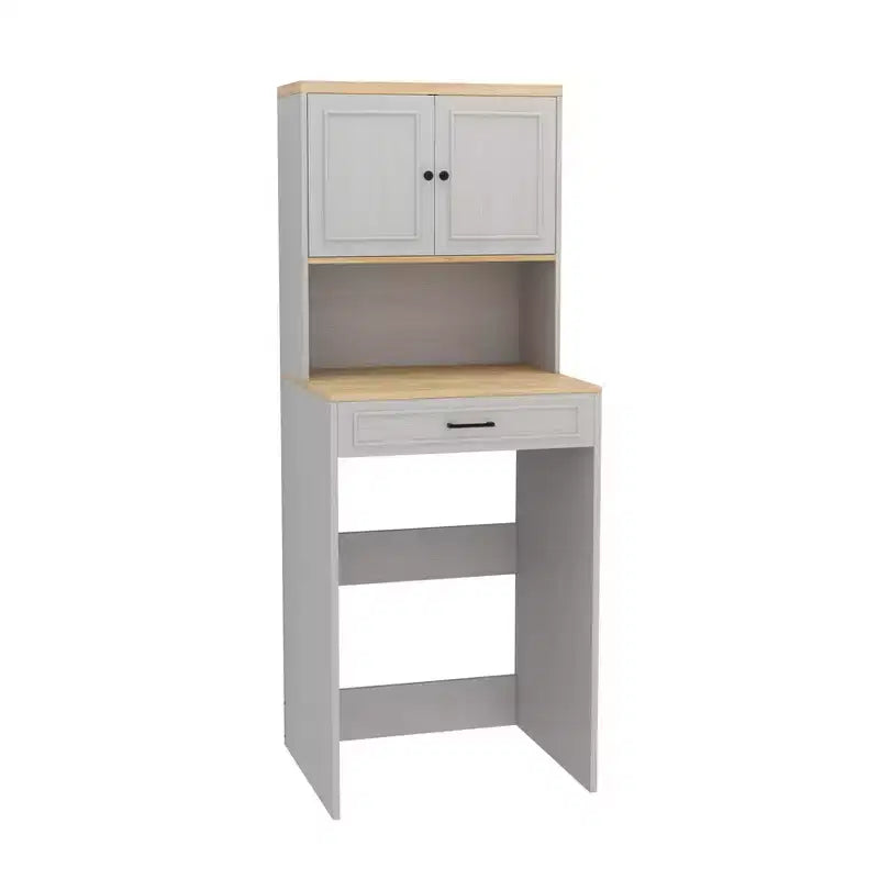 Meuble de rangement moderne de 71,65''H au-dessus des machines à laver avec étagère réglable, faux tiroir et 1 porte