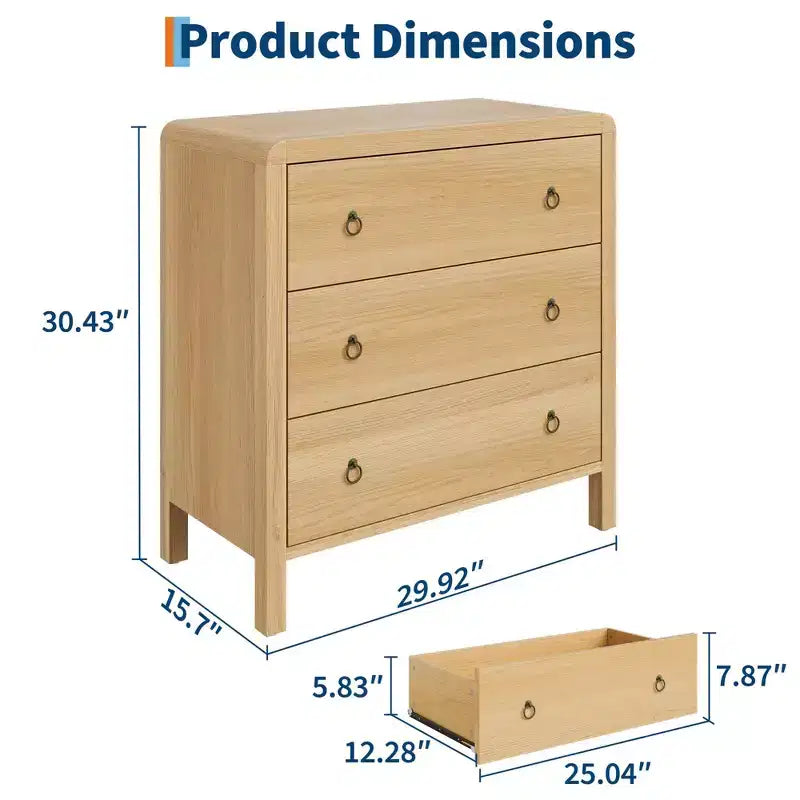 Commode à 3 tiroirs pour chambre à coucher, commode de rangement moderne, commode en bois pour vêtements, meuble de rangement pour salon, couloir, placard