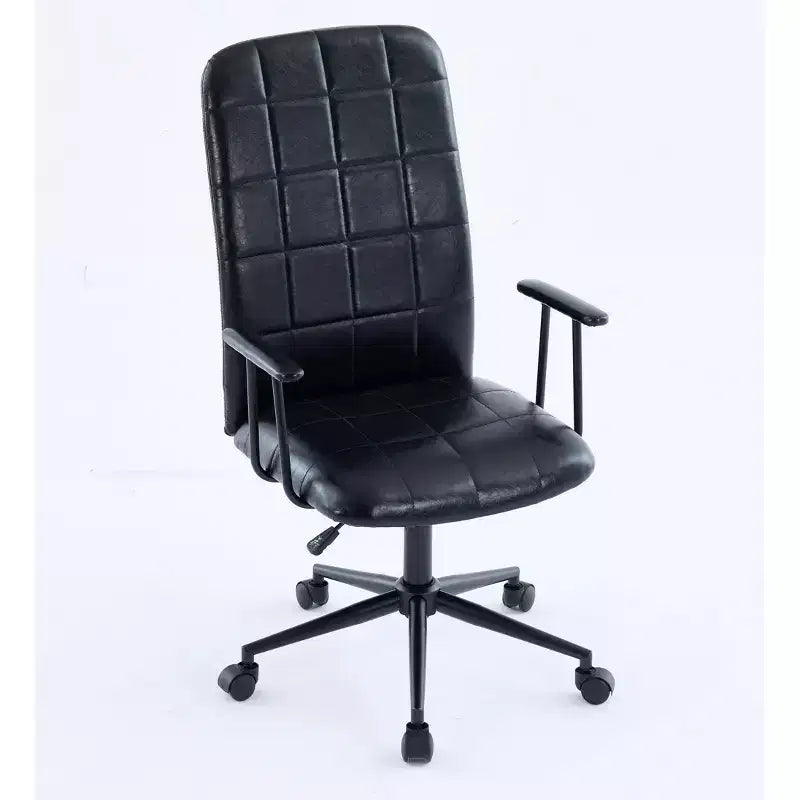 Chaise de bureau Okak en cuir PU moderne et antique avec dossier haut et roulettes, chaise de travail ergonomique pivotante pour bureau à domicile, salon