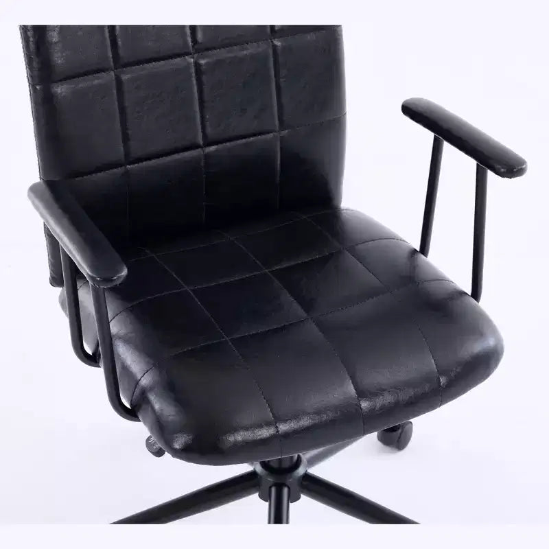 Chaise de bureau Okak en cuir PU moderne et antique avec dossier haut et roulettes, chaise de travail ergonomique pivotante pour bureau à domicile, salon