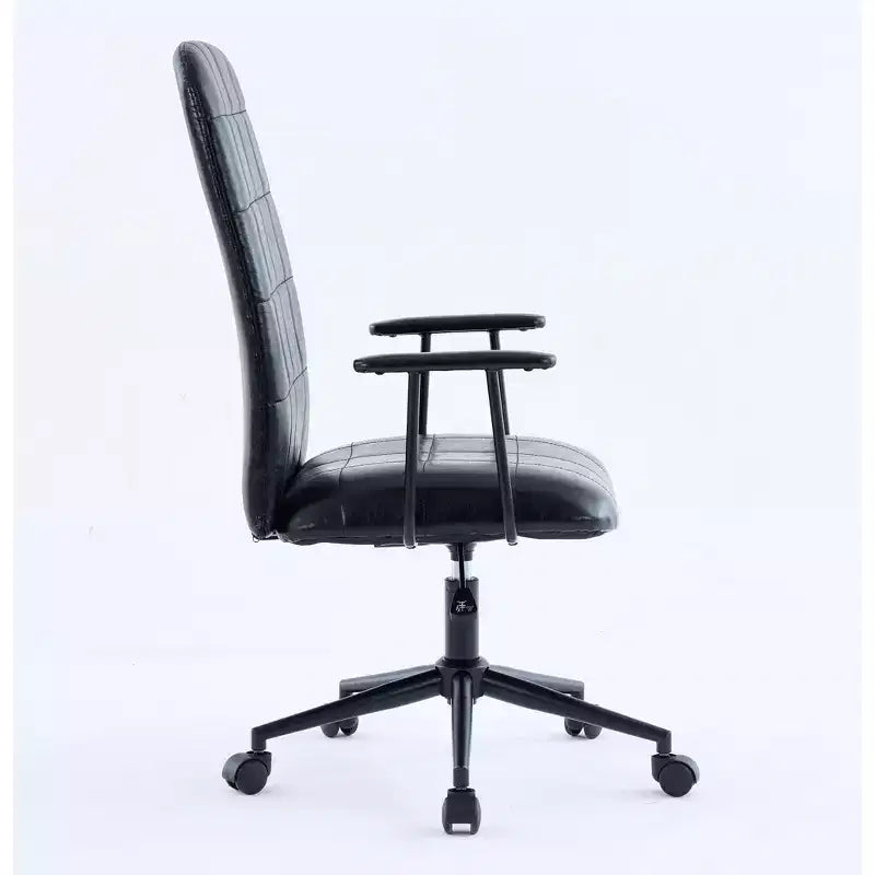 Chaise de bureau Okak en cuir PU moderne et antique avec dossier haut et roulettes, chaise de travail ergonomique pivotante pour bureau à domicile, salon
