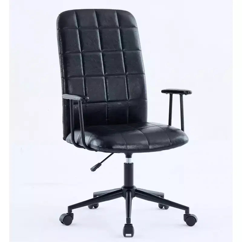 Okak Modern Antique PU leather Office Chair with High Backrest & Wheels,Ergonomic Swivel Task Chair for Home Office,Living Room