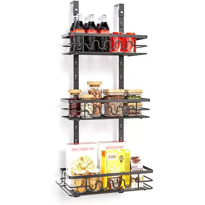 Étagère à épices à 3 niveaux, réglable en hauteur, en métal, pour bouteilles d'épices de cuisine, s'adapte parfaitement aux armoires, comptoirs et garde-manger.