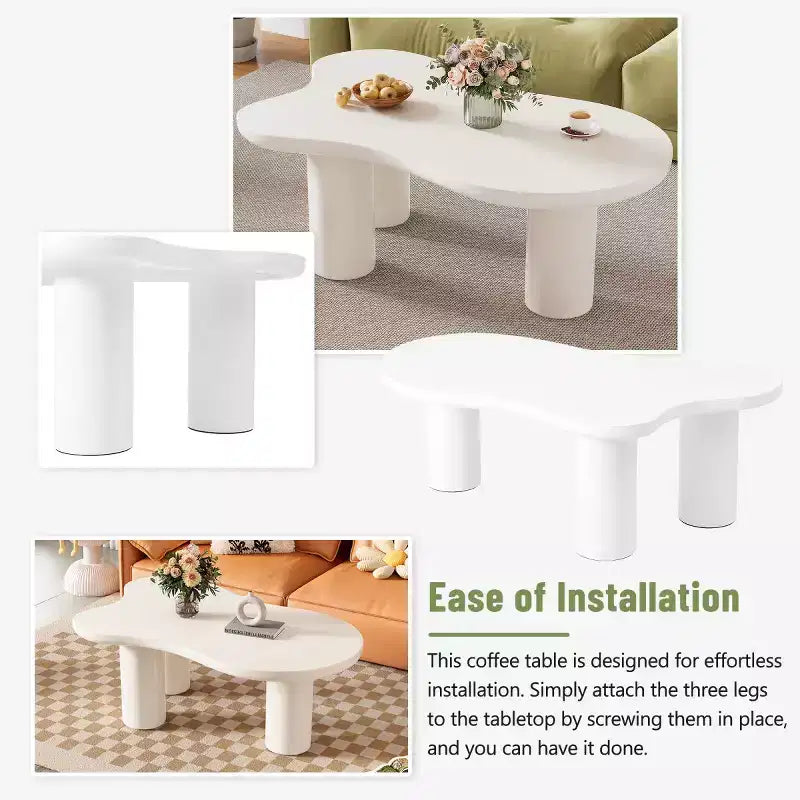 Table Basse Forme Nuage 37W Avec 3 Pieds, Table Basse Unique, Table Basse Abstraite Irrégulière, Table Basse Pour Salon