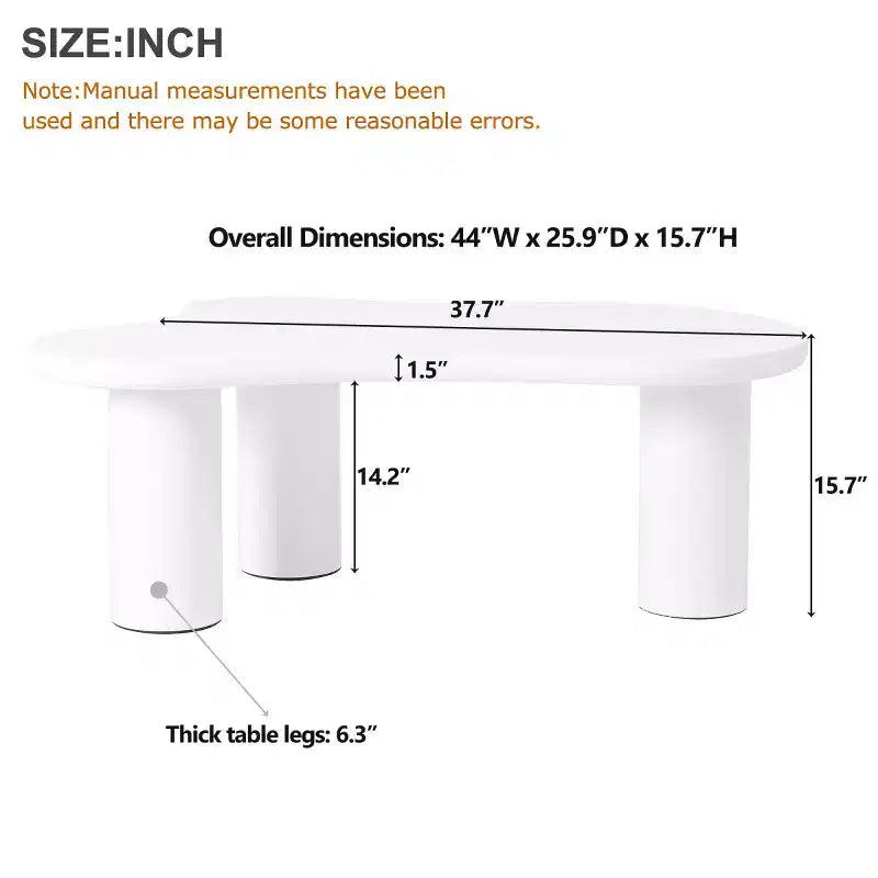 Table Basse Forme Nuage 37W Avec 3 Pieds, Table Basse Unique, Table Basse Abstraite Irrégulière, Table Basse Pour Salon