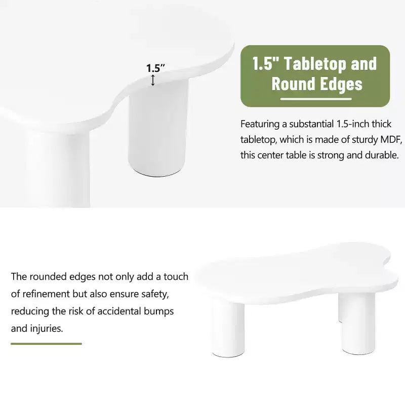 Table Basse Forme Nuage 37W Avec 3 Pieds, Table Basse Unique, Table Basse Abstraite Irrégulière, Table Basse Pour Salon