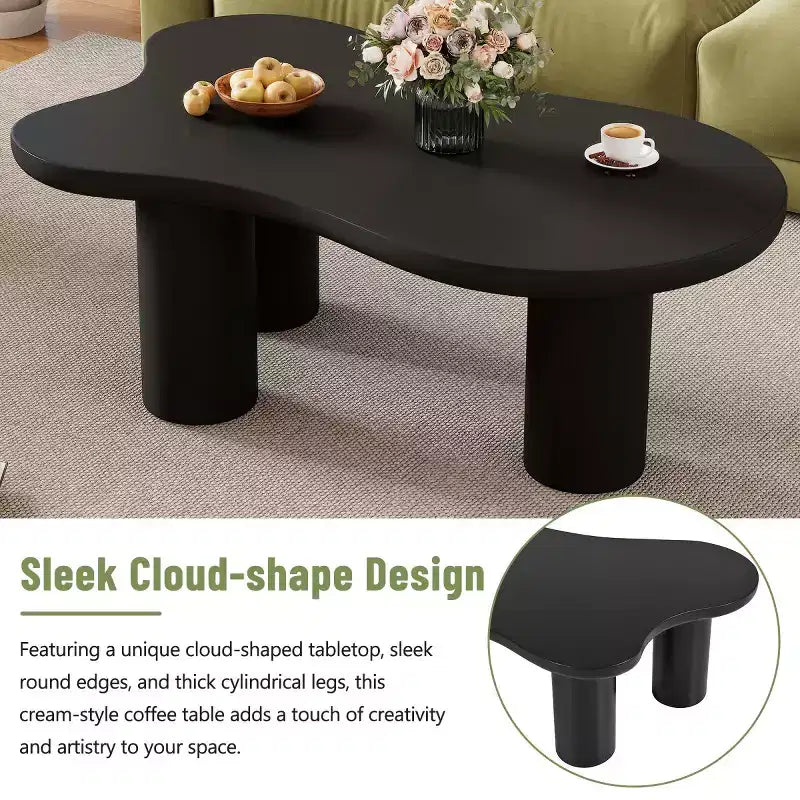 Table Basse Forme Nuage 37W Avec 3 Pieds, Table Basse Unique, Table Basse Abstraite Irrégulière, Table Basse Pour Salon