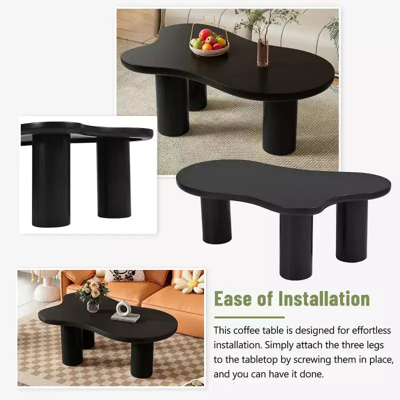 Table Basse Forme Nuage 37W Avec 3 Pieds, Table Basse Unique, Table Basse Abstraite Irrégulière, Table Basse Pour Salon