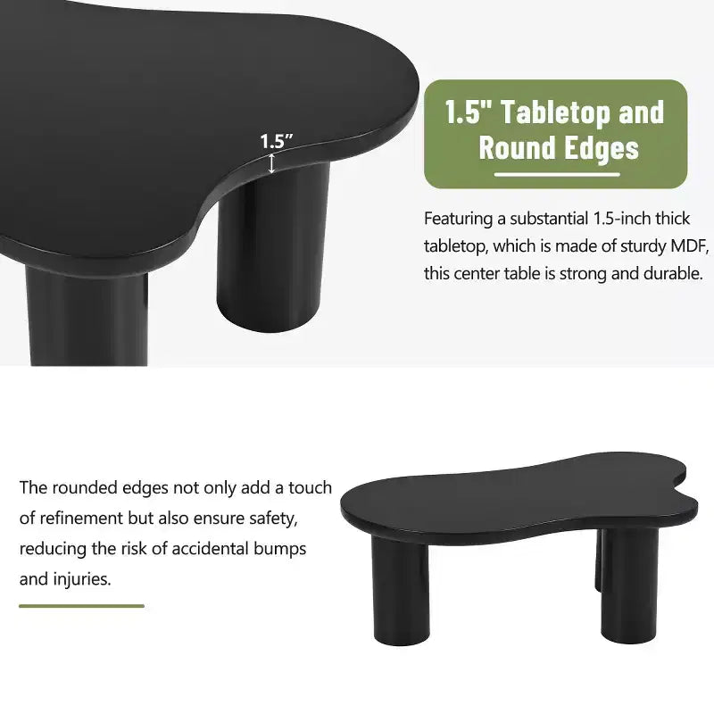 Table Basse Forme Nuage 37W Avec 3 Pieds, Table Basse Unique, Table Basse Abstraite Irrégulière, Table Basse Pour Salon