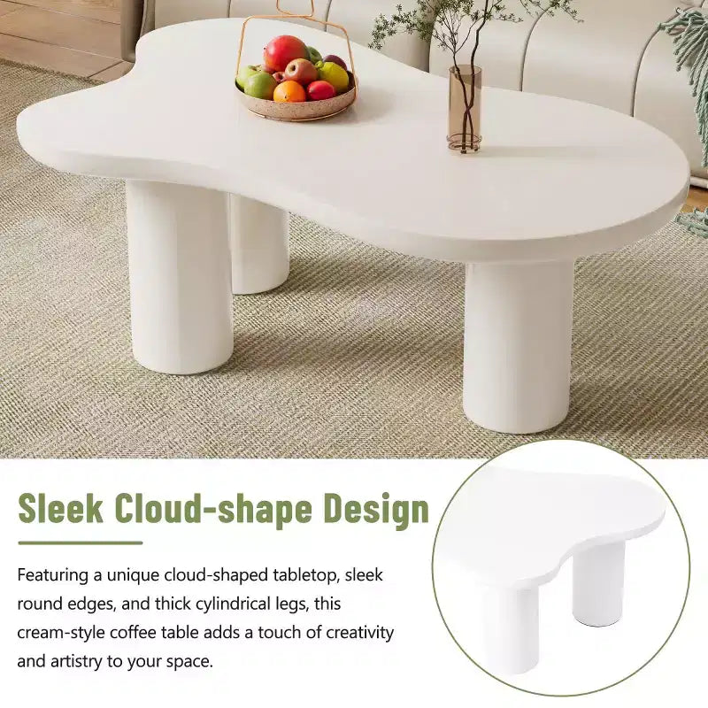 Table Basse Forme Nuage 37W Avec 3 Pieds, Table Basse Unique, Table Basse Abstraite Irrégulière, Table Basse Pour Salon
