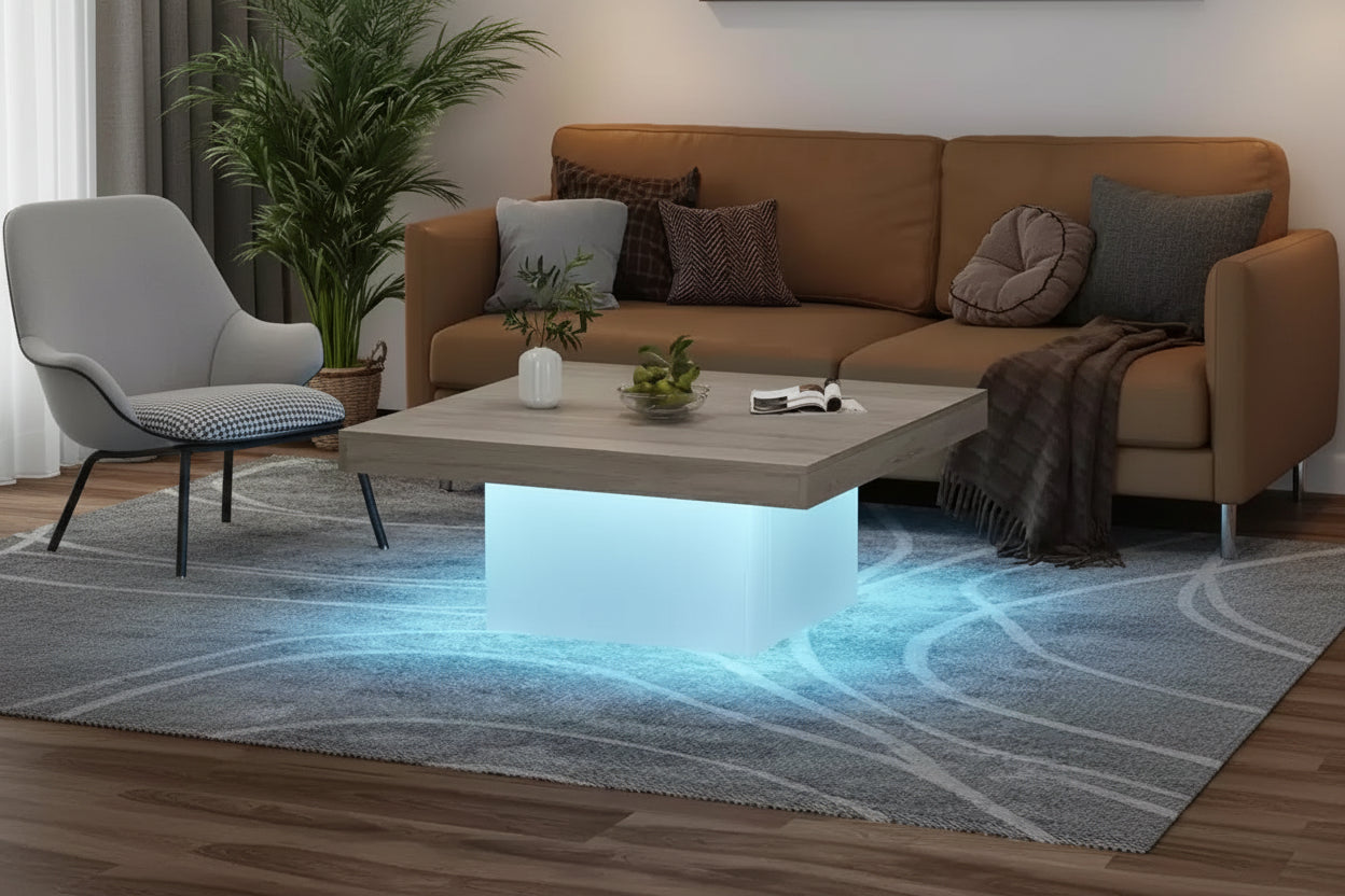 Square Coffee Table, 35 inch Living Room Tables, Modern Coffee Tables, Cocktail Table for Home Office, Apartment, Reading Room Gray