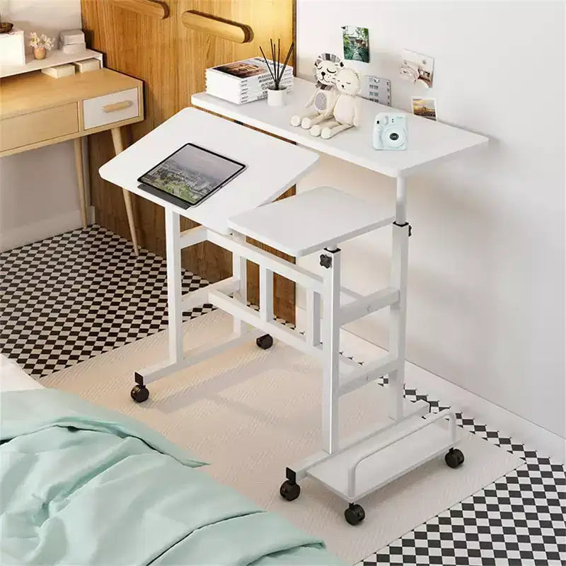 Bureau mobile de 81 cm avec roulettes, table d'ordinateur réglable en hauteur pour bureau à domicile, tapis de marche, poste de travail compact