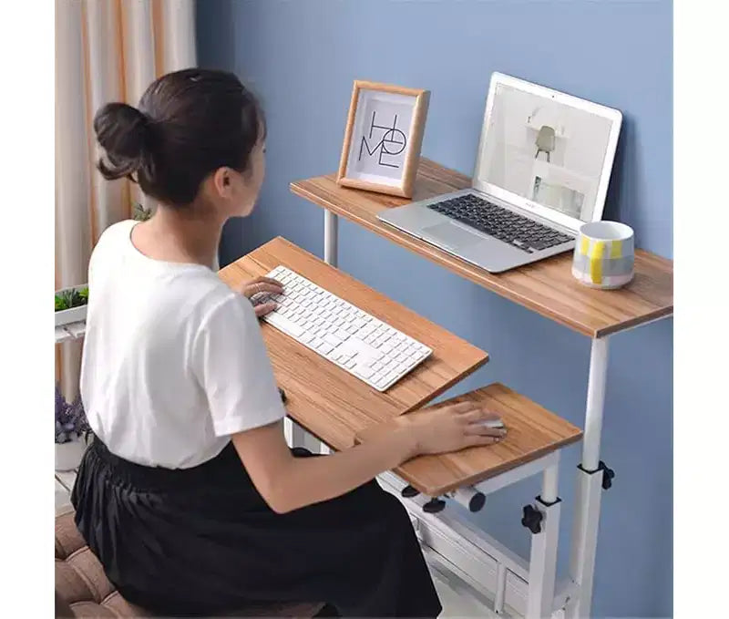 Bureau mobile de 81 cm avec roulettes, table d'ordinateur réglable en hauteur pour bureau à domicile, tapis de marche, poste de travail compact